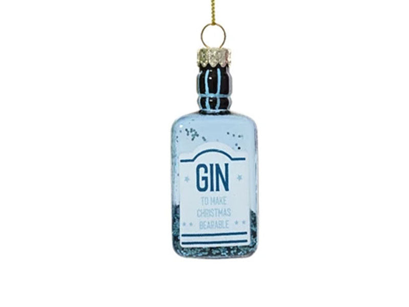 Achat Suspension de Noël en verre Bouteille Gin à paillettes - Bleu