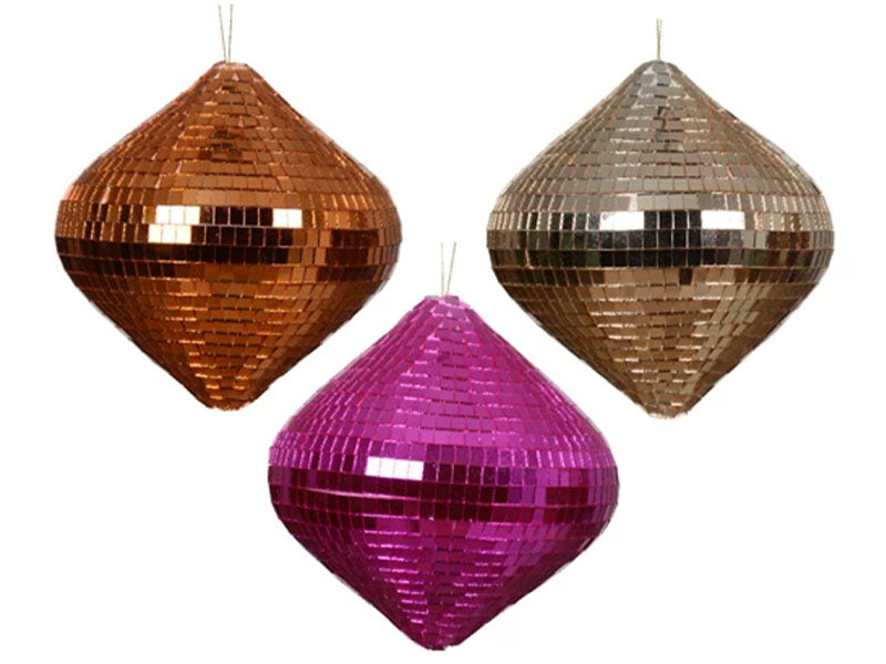 achat Suspension de Noël losange à facettes - Orange 13 cm