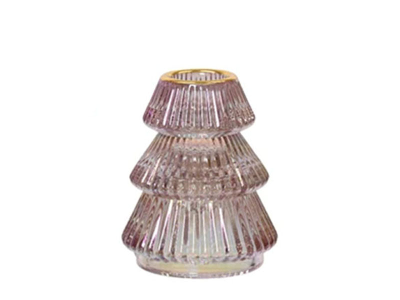 Achat Bougeoir Sapin de Noël en verre transparent nacré - Teinte Aléatoire