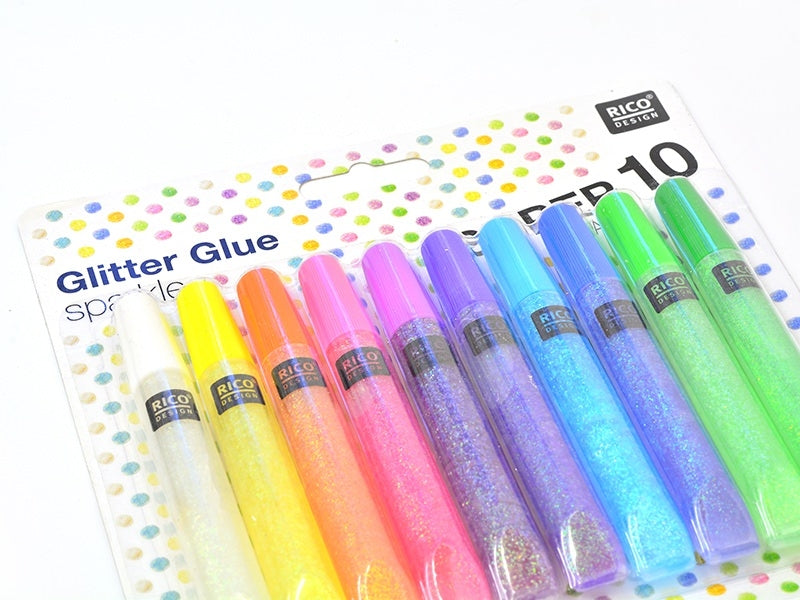 Achat Lot de 10 stylos colle paillettes  - glitter glue - couleurs pop