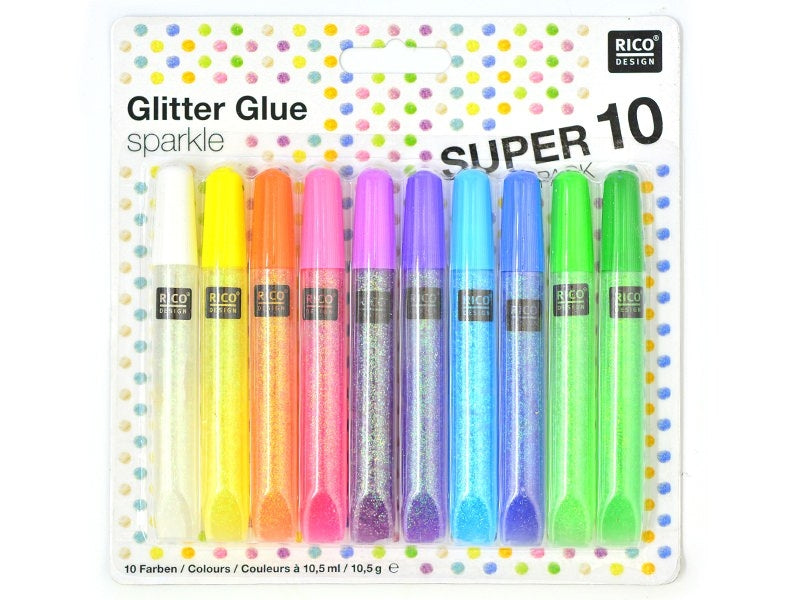 Achat Lot de 10 stylos colle paillettes  - glitter glue - couleurs pop