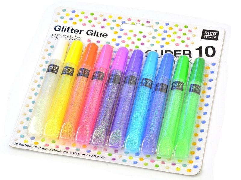 achat Lot de 10 stylos colle paillettes  - glitter glue - couleurs pop