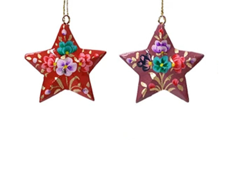 Suspension de Noël Etoile Folklorique - Bois de rose