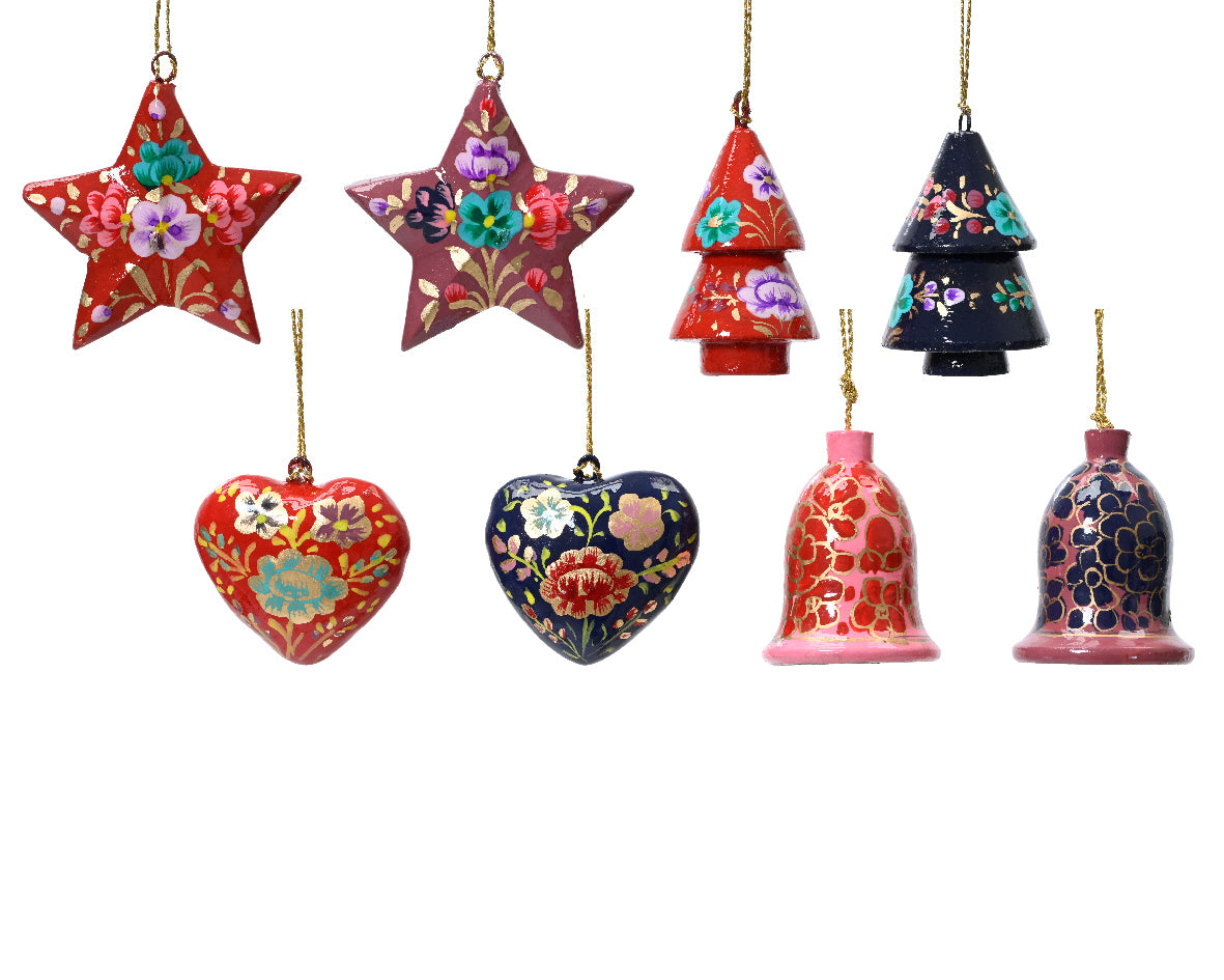 Achat Suspension de Noël Cloche Folklorique - Bois de rose et bleu