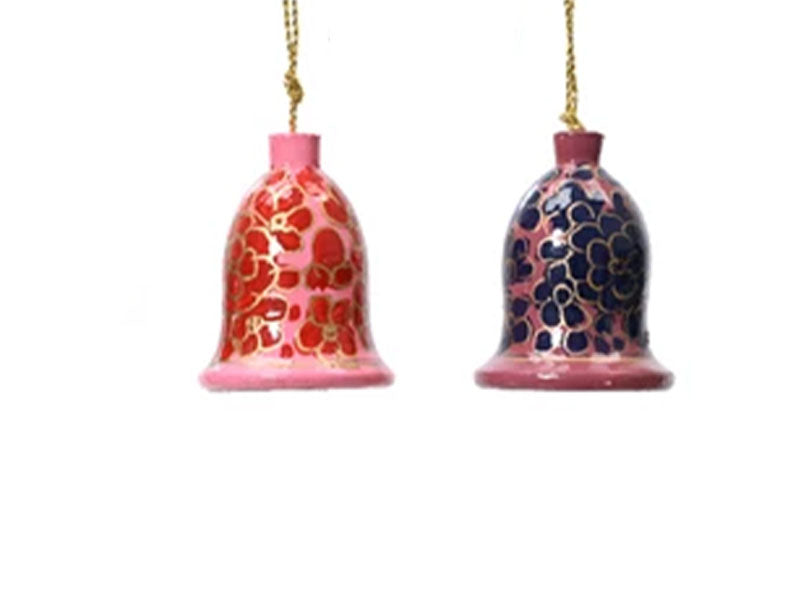 achat Suspension de Noël Cloche Folklorique - Bois de rose et bleu