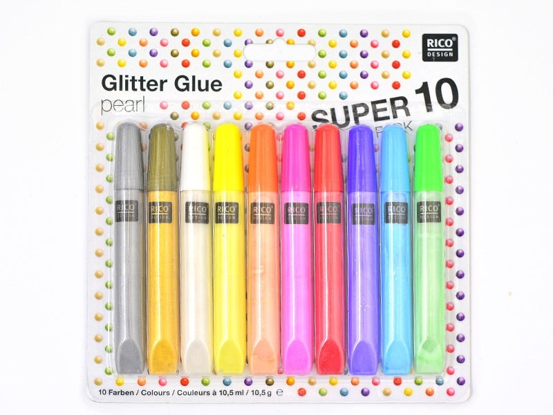 Achat Lot de 10 stylos glitter glue - colle paillettes  - couleurs nacrées