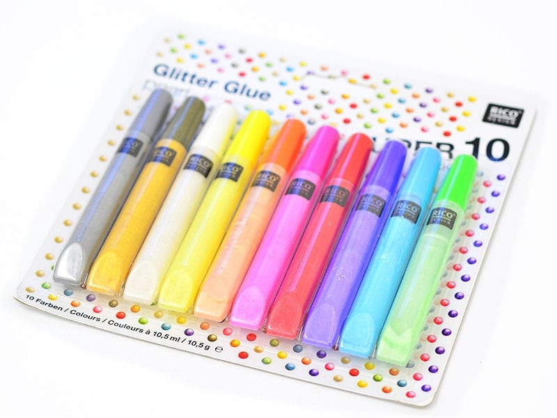 Achat Lot de 10 stylos glitter glue - colle paillettes  - couleurs nacrées