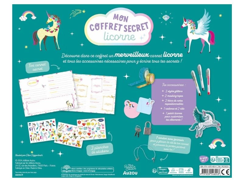 achat Mon carnet secret - Licorne - Auzou