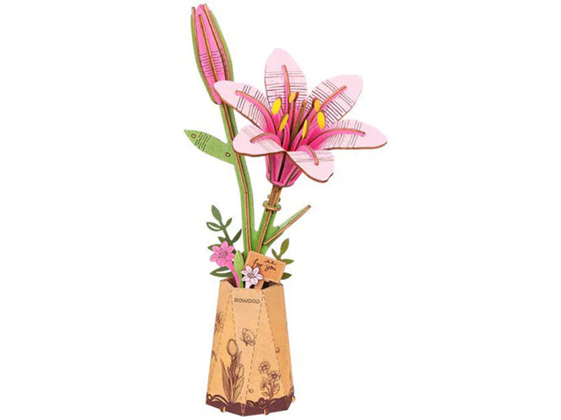 Achat Plante en bois Puzzle 3D - Fleur de Lys rose - Robotime