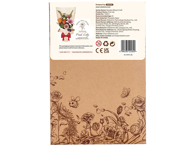 achat Plante en bois Puzzle 3D - Fleur de Lys rose - Robotime