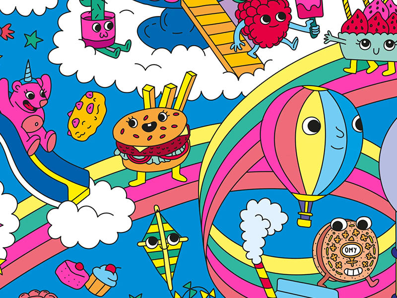 Achat Poster géant à décorer Cherche & trouve Kawaï + 100 Stickers - OMY