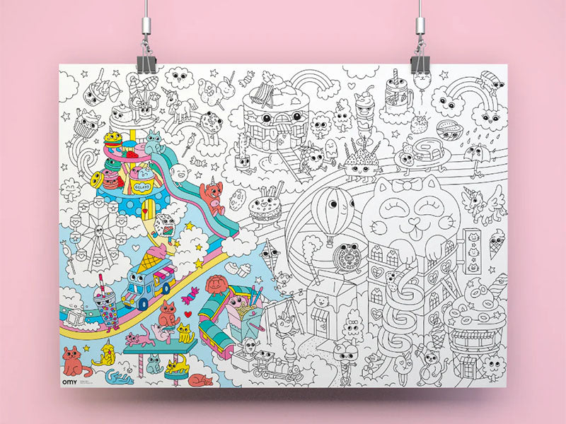 achat Poster géant à colorier KawaÏ Un monde super mignon - OMY