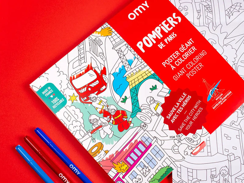 achat Poster géant à colorier Pompiers de Paris - OMY