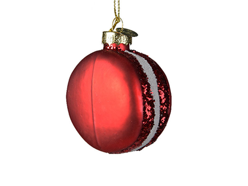 Achat Suspension de Noël en verre - Macaron rouge