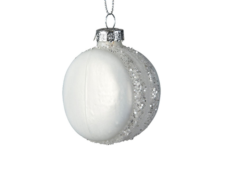 Achat Suspension de Noël en verre - Macaron blanc