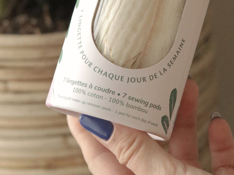 achat Kit couture - 7 lingettes démaquillantes à coudre - Ecru/Or