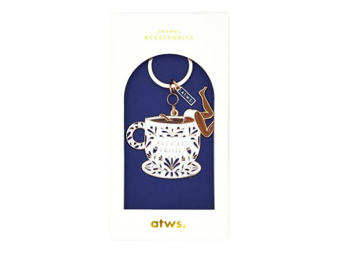 Achat Porte-clés en émail  But First Coffee - ATWS