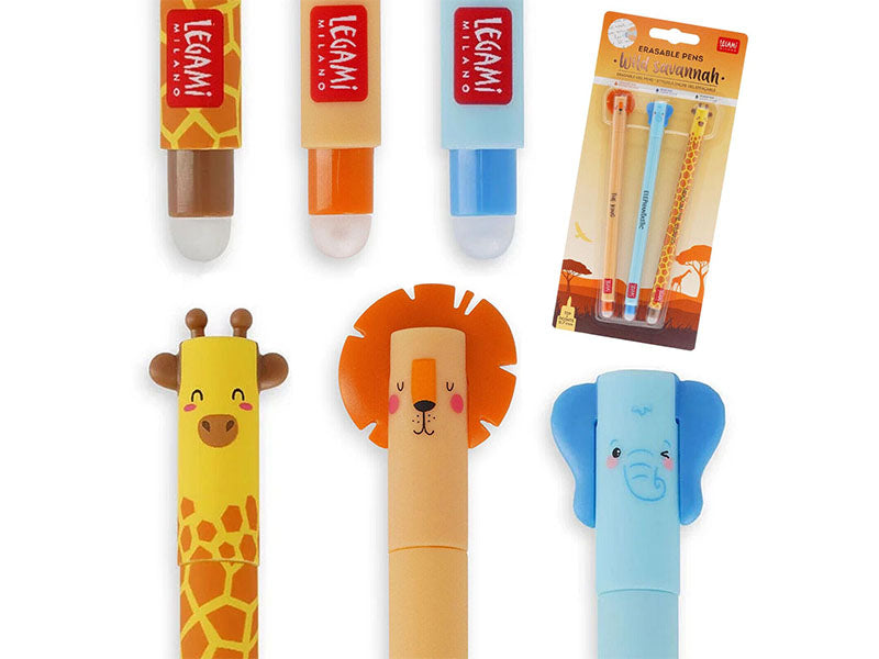 achat Set de 3 Stylos à encre gel effaçable Savane sauvage - Legami