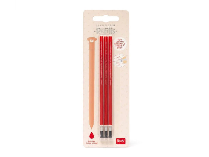 Achat 3 Recharges pour Stylo à encre effaçable - Rouge - Legami