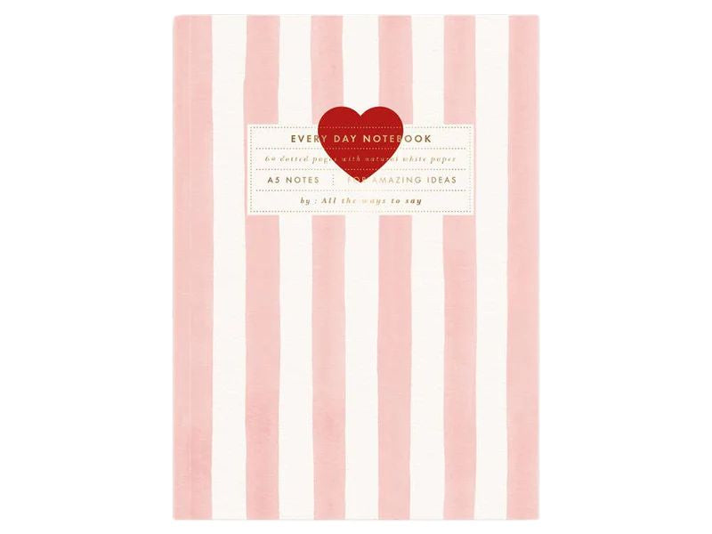 Achat Cahier Coeur Pink Strips - A5 - ATWS