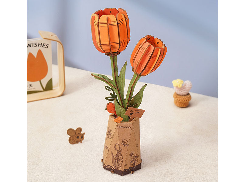 Achat Maquette Tulipes Oranges en bois Puzzle 3D - Rolife