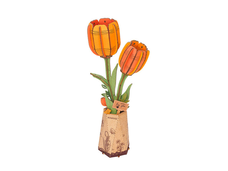 Achat Maquette Tulipes Oranges en bois Puzzle 3D - Rolife