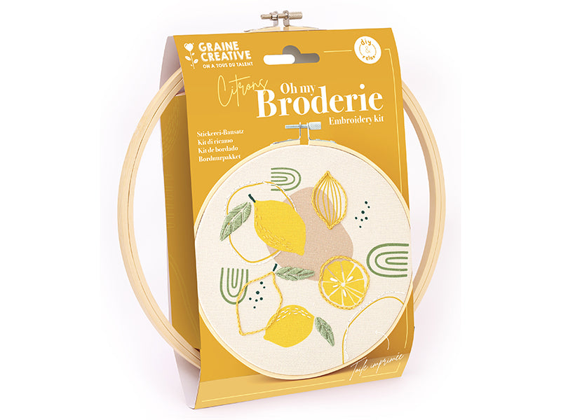 Achat Kit broderie Graine Créative citron - Tambour 20cm