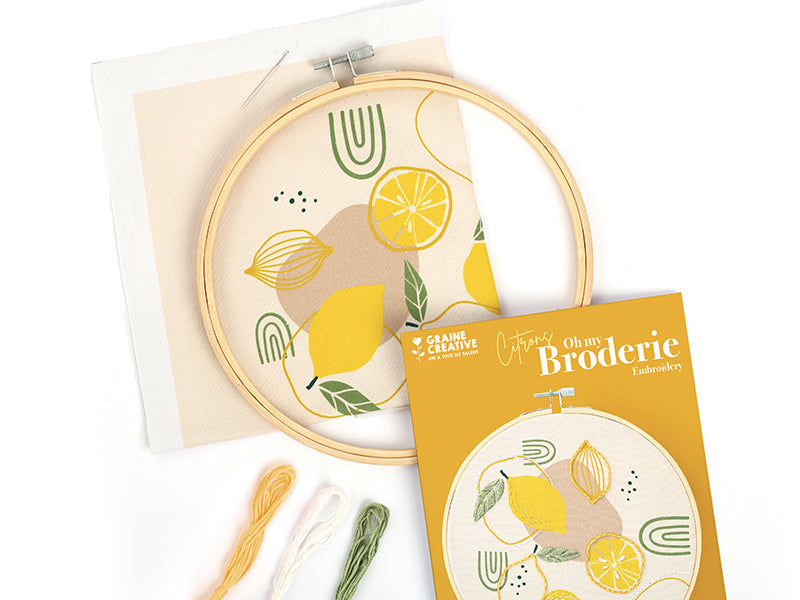 achat Kit broderie Graine Créative citron - Tambour 20cm