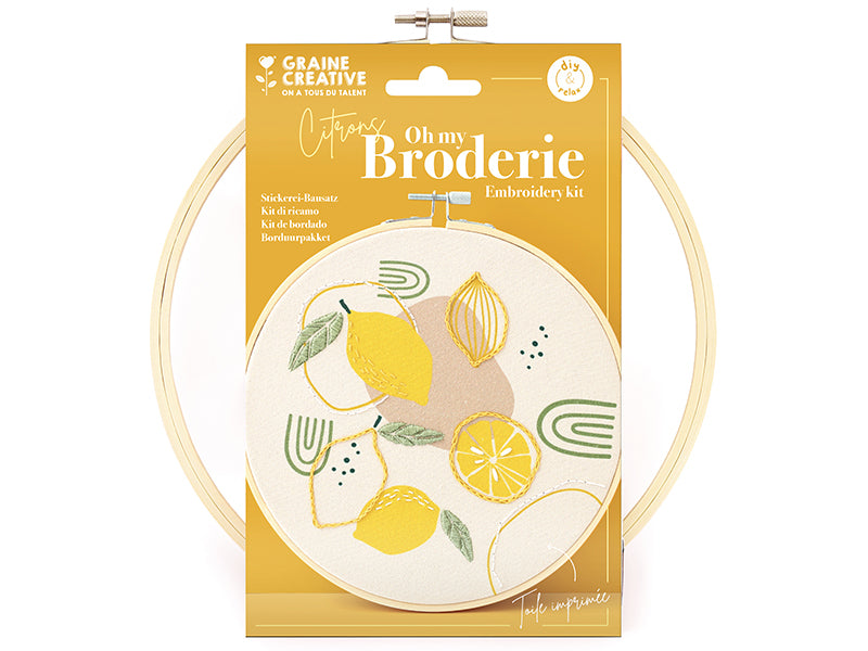 Achat Kit broderie Graine Créative citron - Tambour 20cm