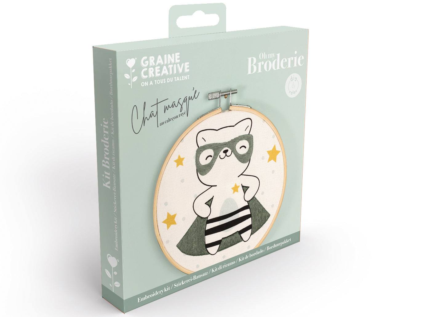 Achat Kit broderie partielle chat masqué Graine Créative