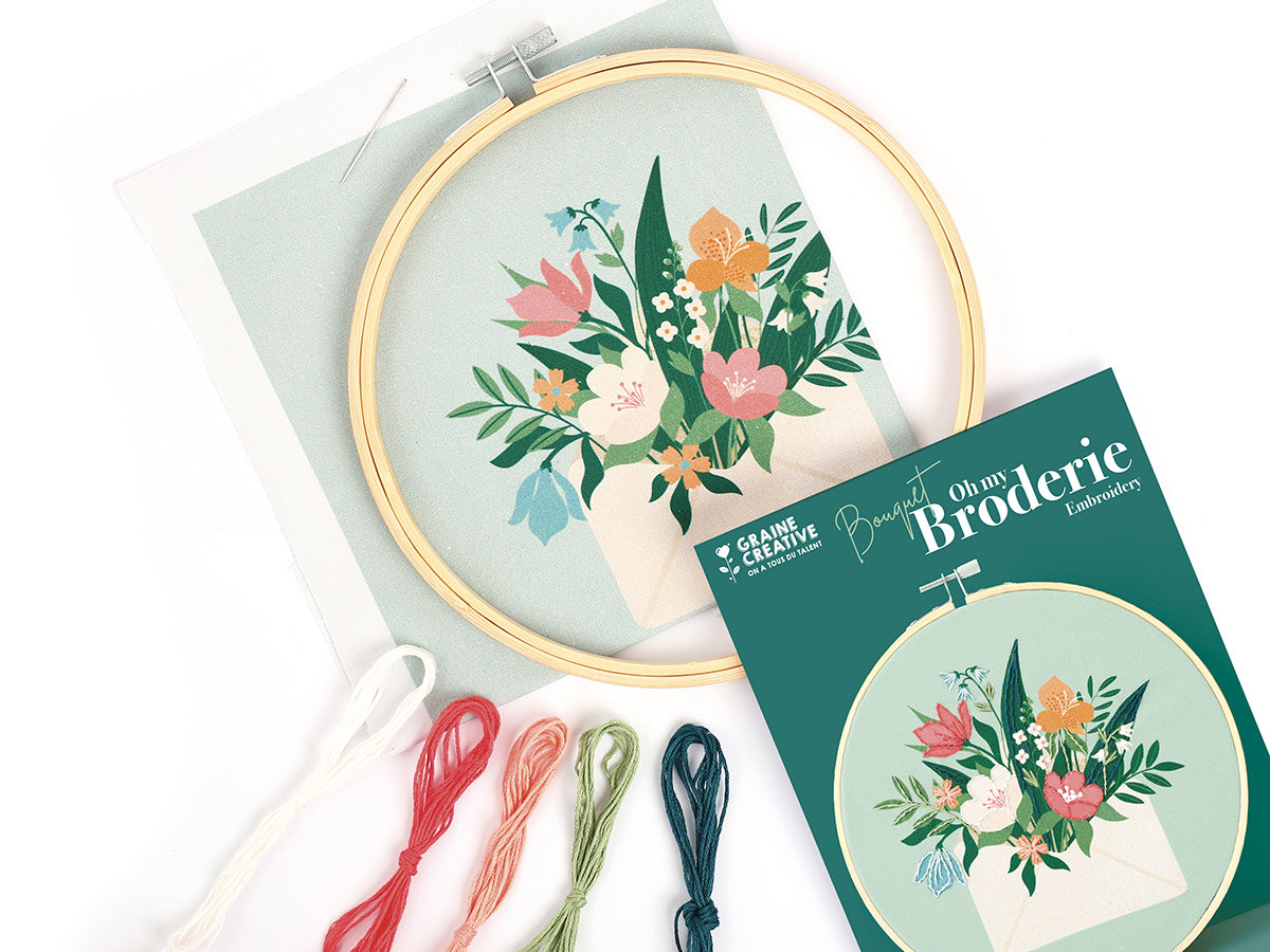achat Kit broderie partielle Graine Créative motif bouquet