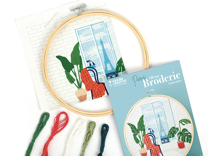 Achat Kit broderie partielle Paris 20cm pour décoration murale