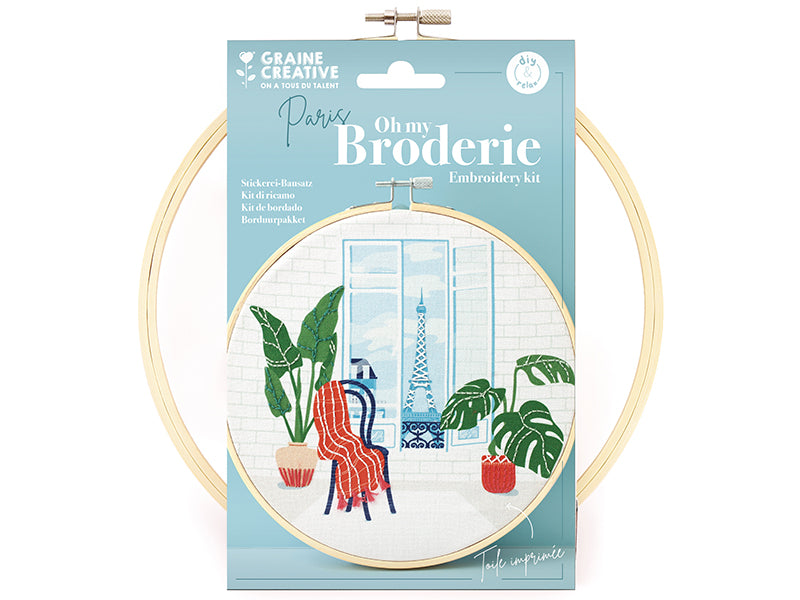 Achat Kit broderie partielle Paris 20cm pour décoration murale