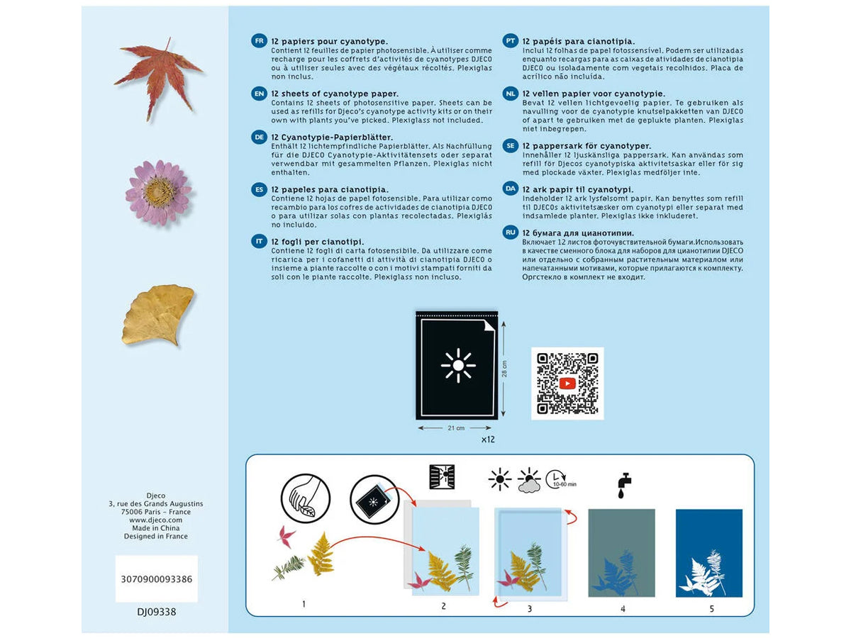 achat Cyanotype 12 papiers créatifs - Djeco