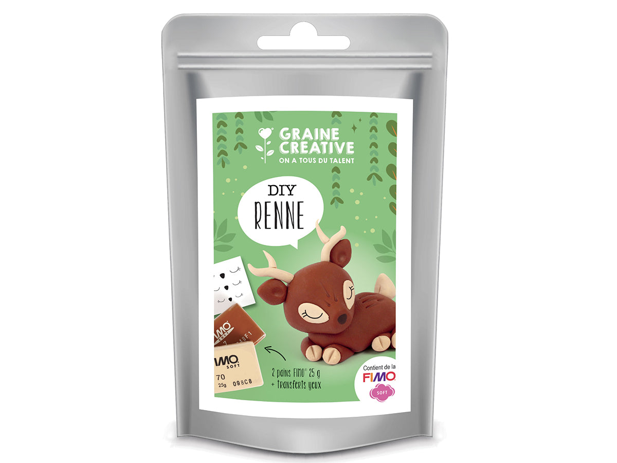 Achat Sachet Fimo renne - Kit créatif de modelage pour noël