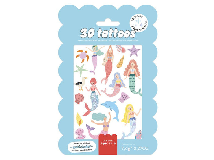 Achat Pochette de 30 Tattoos Effet holographique - Sirènes