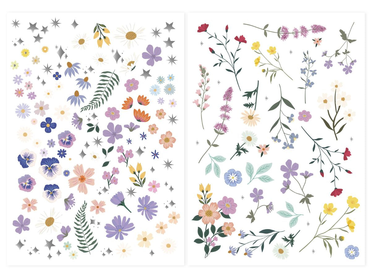 achat Pochette de 100 Tattoos Effet argenté - Fleurs