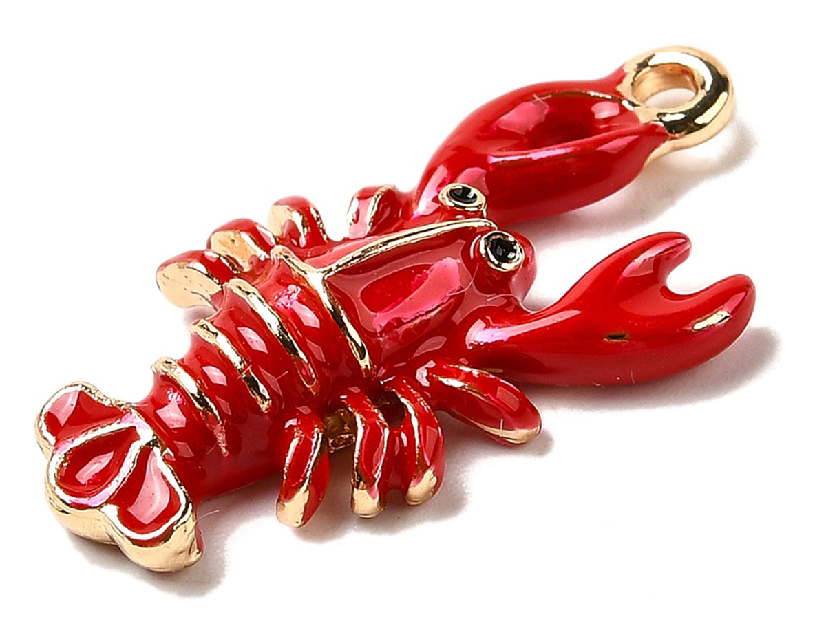 achat Breloque émaillée homard rouge et doré