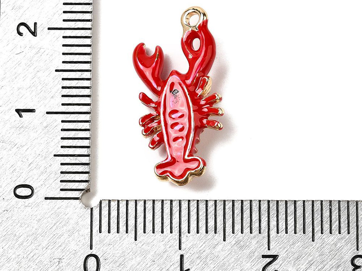 achat Breloque émaillée homard rouge et doré