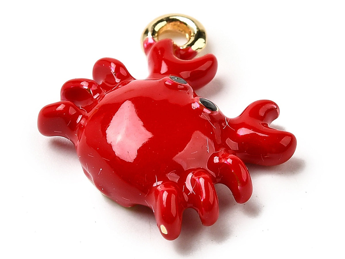 Achat Breloque émaillée crabe rouge et doré