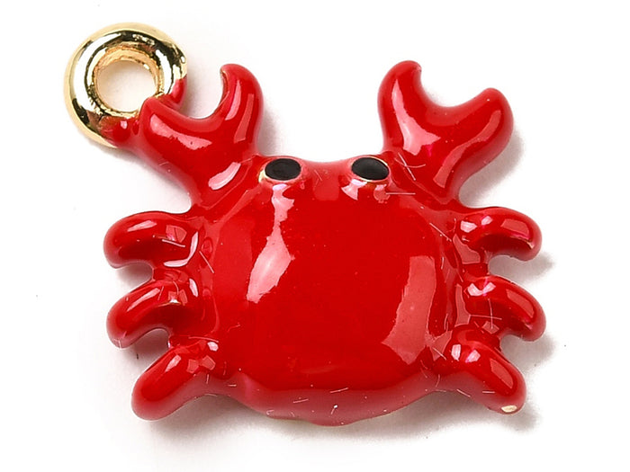 Achat Breloque émaillée crabe rouge et doré
