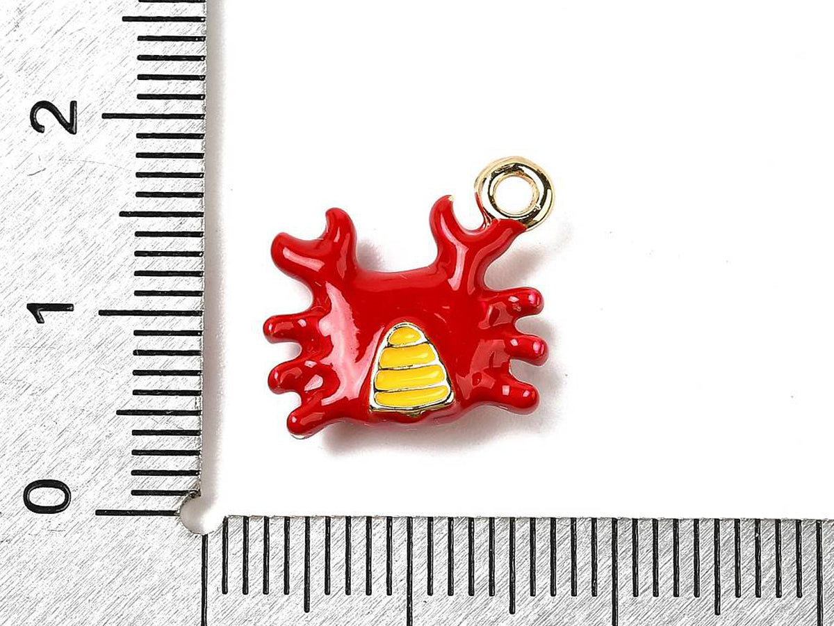 achat Breloque émaillée crabe rouge et doré