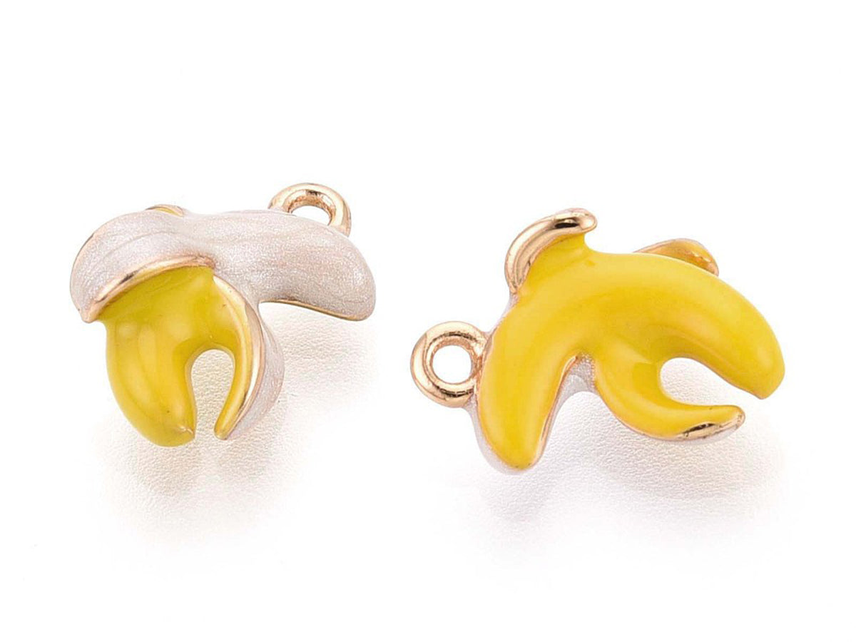 achat Breloque banane émaillée dorée