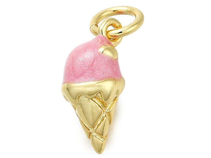 Achat Breloque glace émaillée en laiton doré à l’or fin