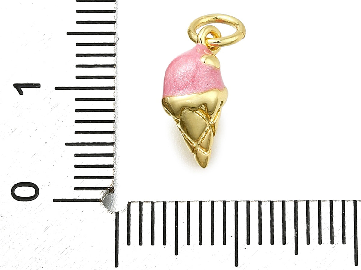 achat Breloque glace émaillée en laiton doré à l’or fin