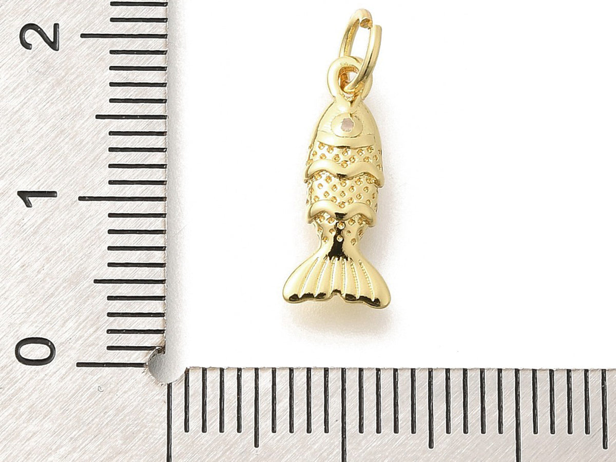 achat Breloque poisson pavée en laiton doré à l’or fin