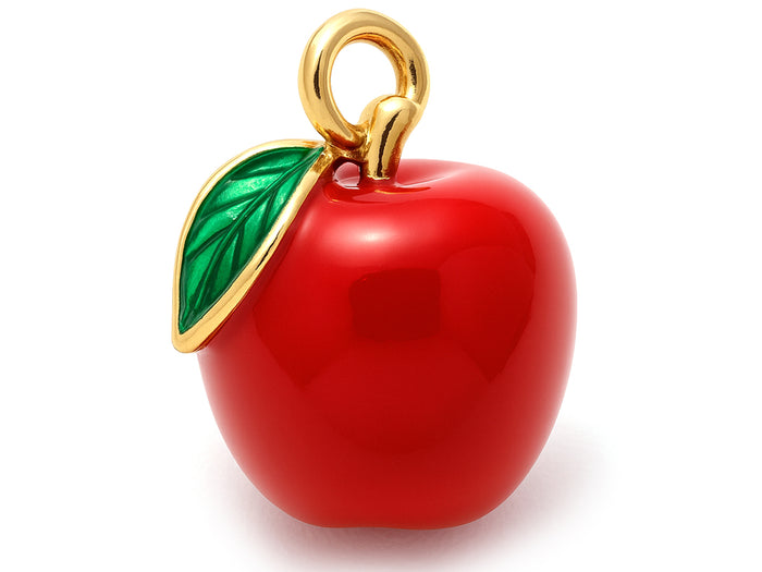 Achat Breloque pomme émaillée en laiton doré à l’or fin