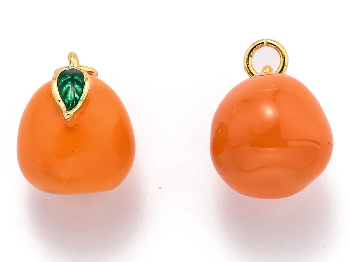 achat Breloque orange émaillée en laiton doré à l’or fin