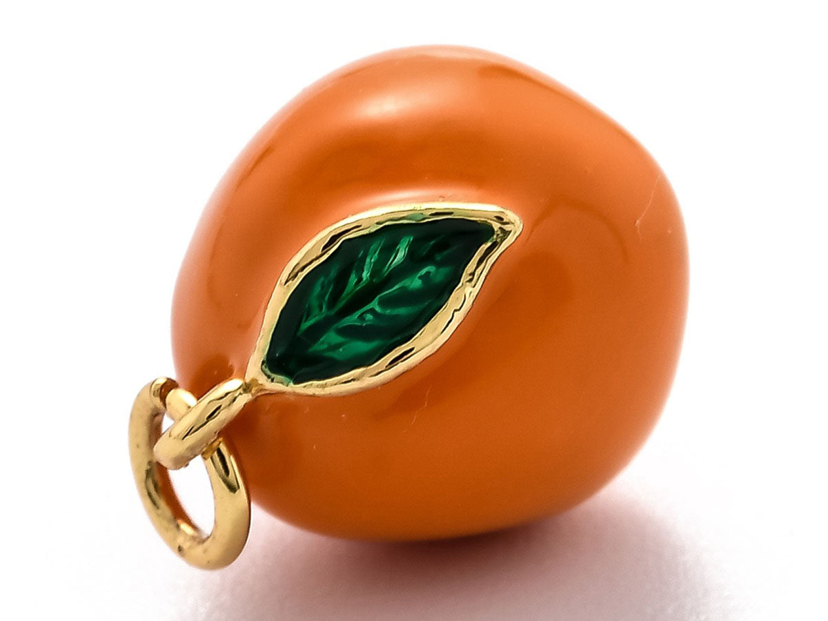 achat Breloque orange émaillée en laiton doré à l’or fin
