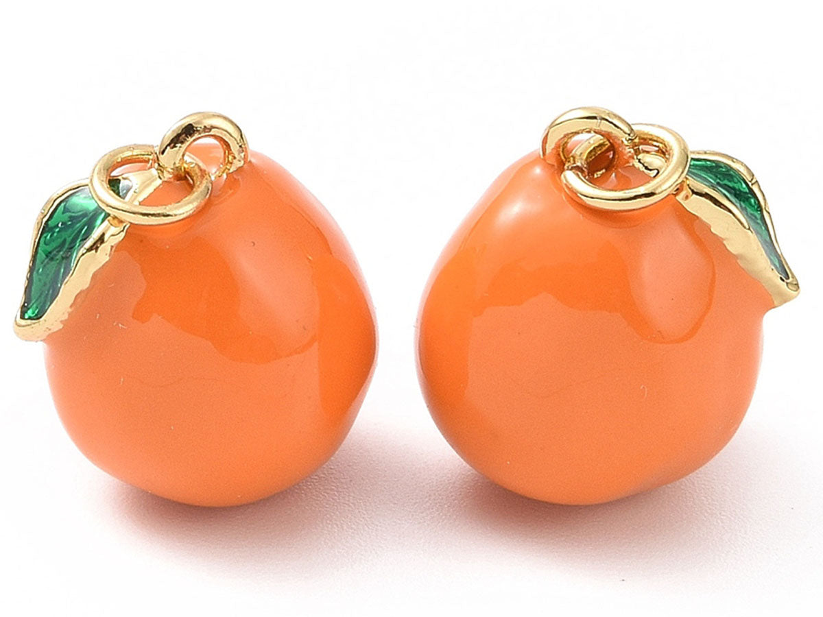 achat Breloque orange émaillée en laiton doré à l’or fin
